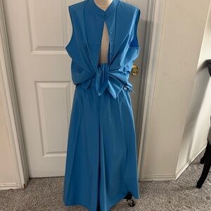 Eileen Fisher Sleeveless Two pieces blouse and palazo  in Bright Blue